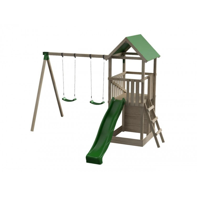 Parque Infantil Masgames Tibidabo L Techo De Lona Con Columpio Escalada: Con Arenero En La Base Y Pared De Escalada.