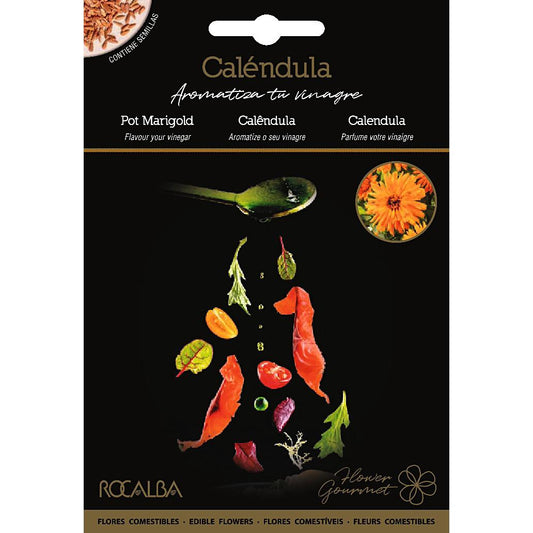 Semillas de flores comestibles de Caléndula Rocalba