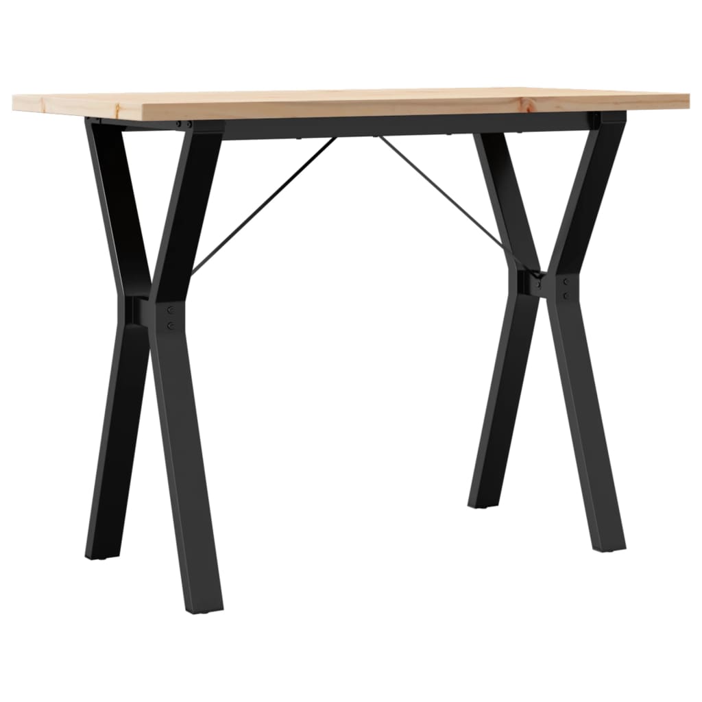Mesa De Comedor Marco Y Madera Maciza Pino Acero 100x50x75,5 Cm_4