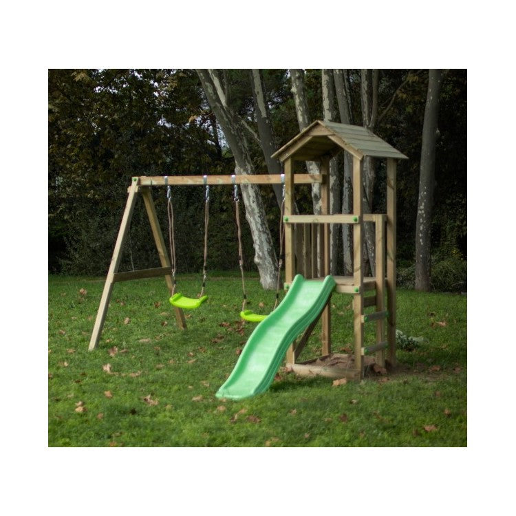 Parque Infantil Masgames Carlit M Techo De Madera Con Columpio Doble._5