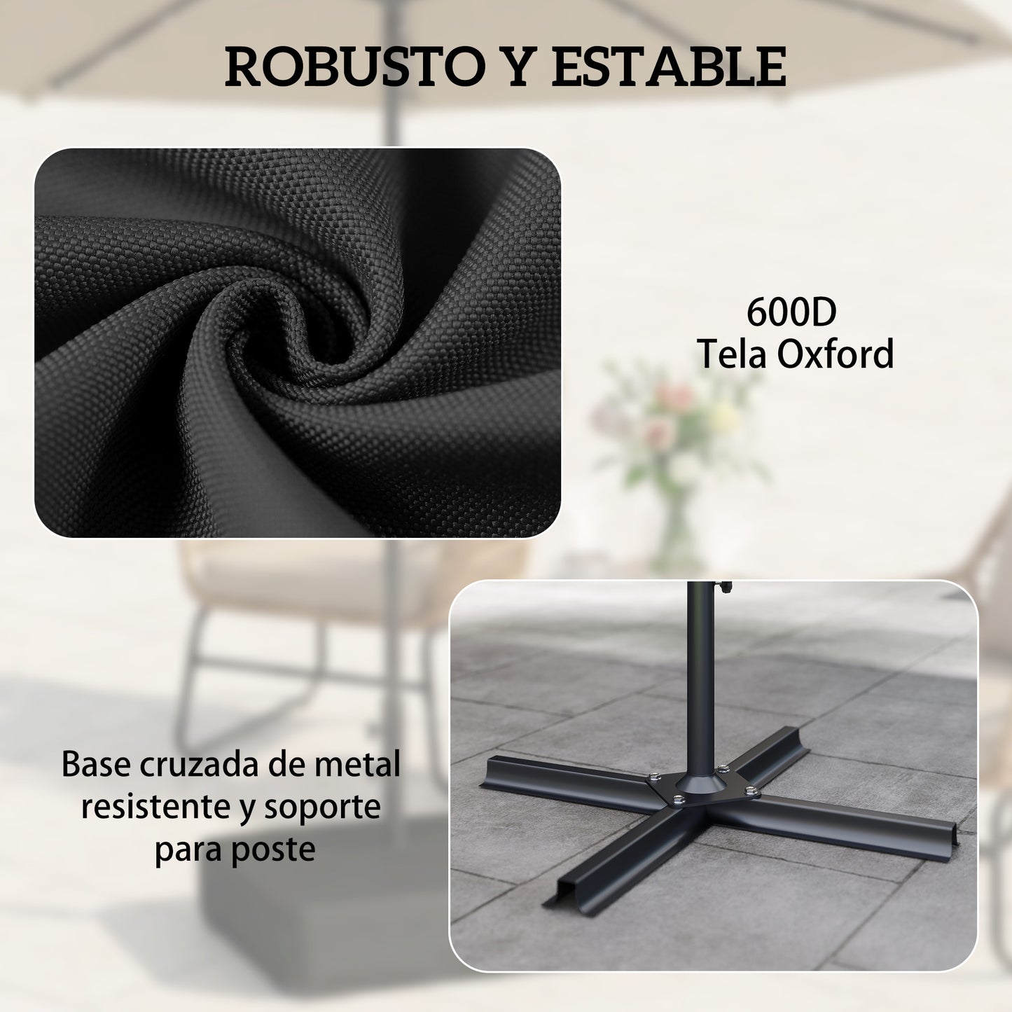 Outsunny Base Para Sombrilla Con Funda Rellenable Arena 80 Kg Arena Húmeda 90 Kg_5