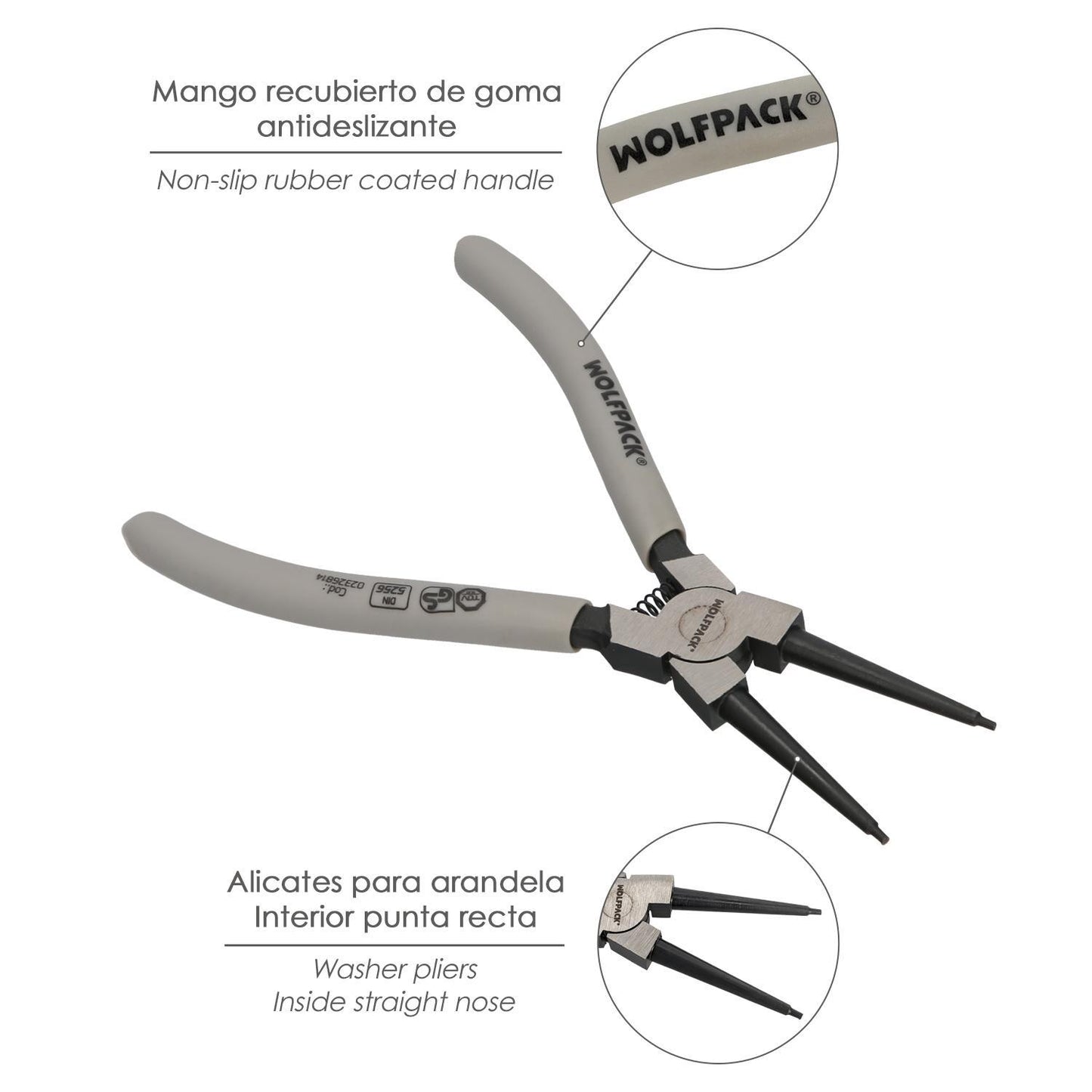 Alicates Arandelas Interiores Recto 175 Mm. Acero Din 5256. Anillos De Presion, Anillos De Retención, Arandelas Circlips