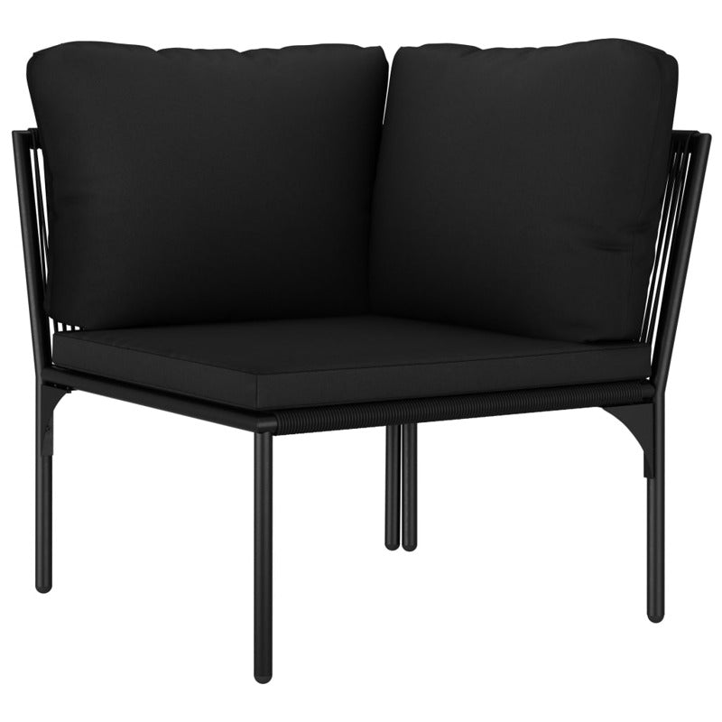 Vidaxl Juego De Muebles De Jardín 6 Piezas Con Cojines Pvc Negro_5