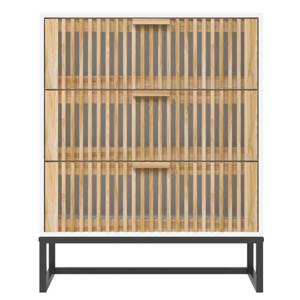 Aparador De Madera Contrachapada Blanco 60x30x75 Cm_3