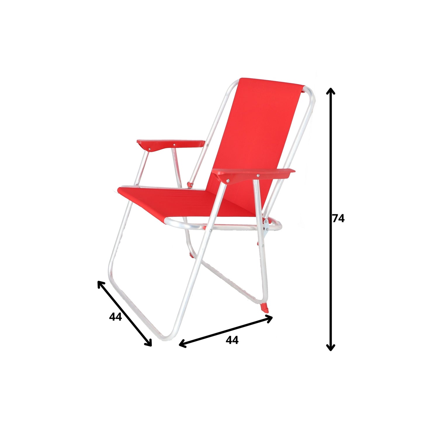 Juego de 2 Sillas de Playa Metálicas Plegables Color Rojo (44 x 44 x 74 cm)_3