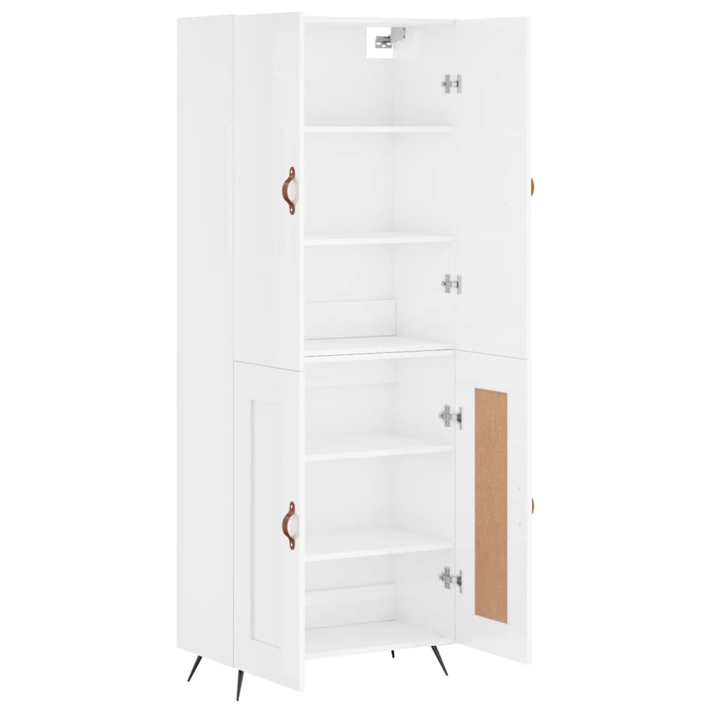 Aparador Alto Madera Contrachapada Blanco Brillo 69,5x34x180 Cm_3