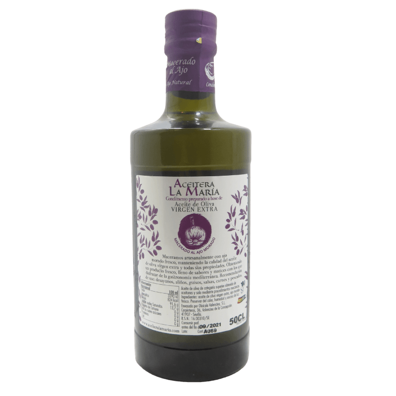 Aceite De Oliva Virgen Extra Macerado Al Ajo Morado 50 Cl Cristal