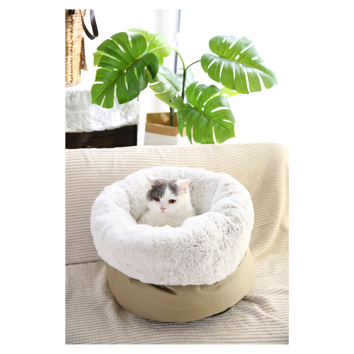 Wuapu Cama Para Gato 45x55cm En Forma De Cueva O Saco Con Interior De Pelo_2