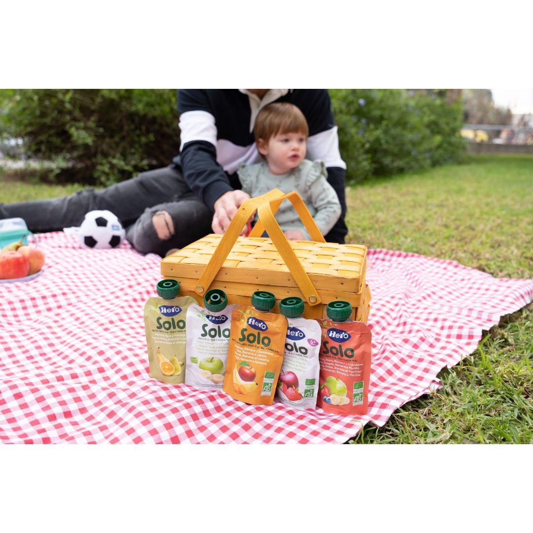 Bolsita fruta 100% Eco sabor manzana, fresa, plátano y arándanos 100 g. Hero Solo