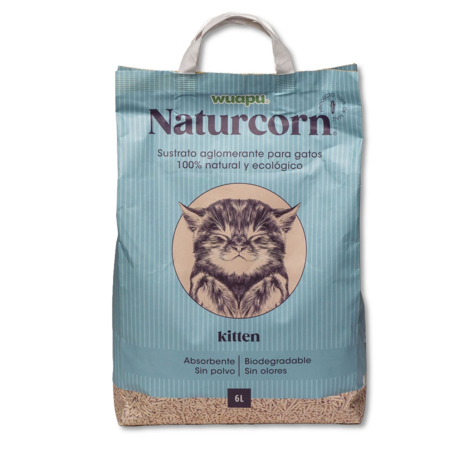 Sustrato Absorbente Wuapu Naturcorn Kitty En Mini Pelet Biodegradable Para Gato