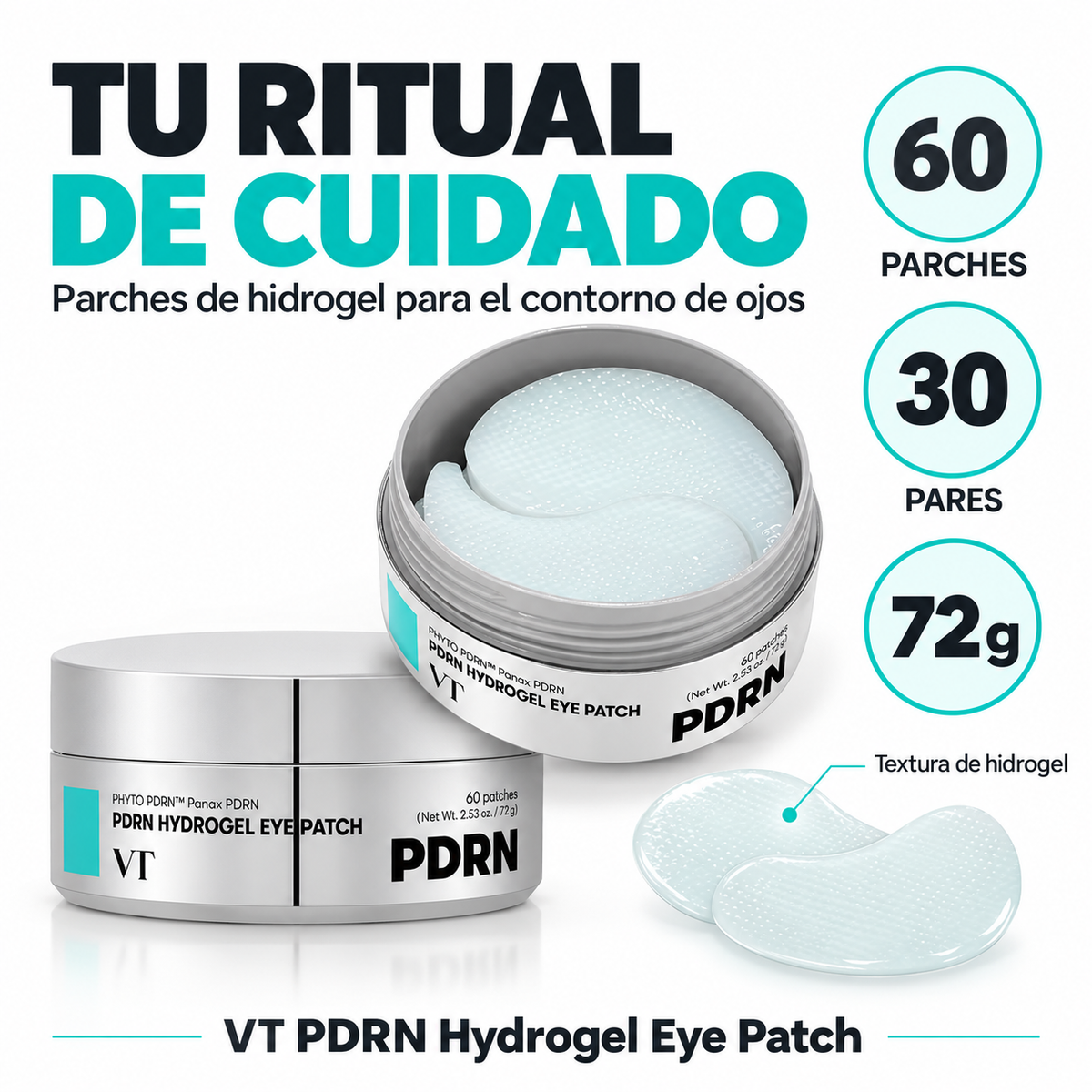 VT Pdrn Hydrogel Eye Patch – Parches Para Una Mirada Más Fresca Y Descansada, 60 Unidades_2