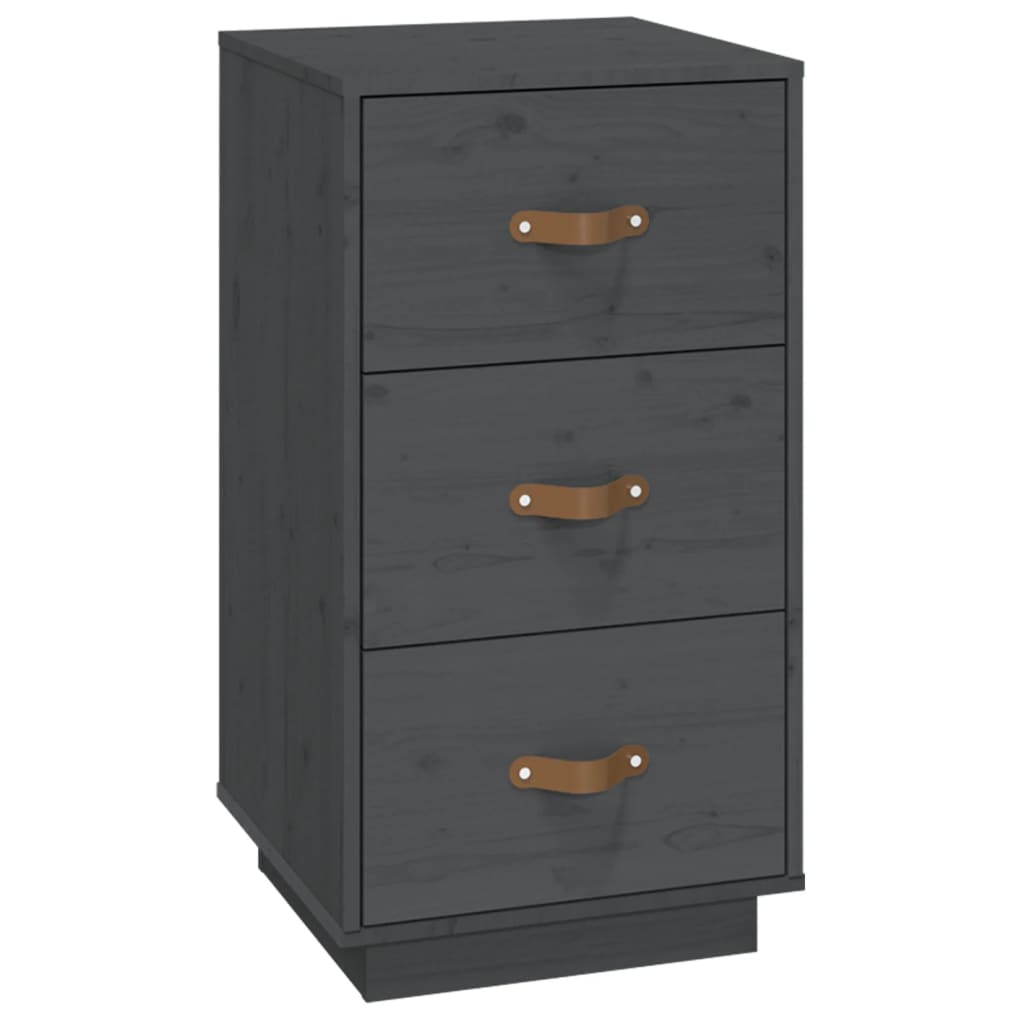 Mesitas De Noche 2 Uds Madera Maciza Pino Gris 40x40x75 Cm_4