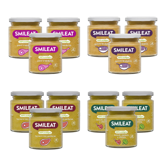 Pack x12 Tarritos Carne y Verdura 6m+ Smileat