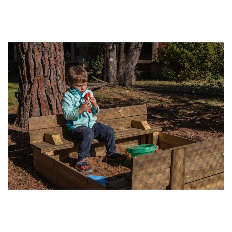 Arenero De Madera Masgames Tectum Con Cubierta De Madera Plegable.