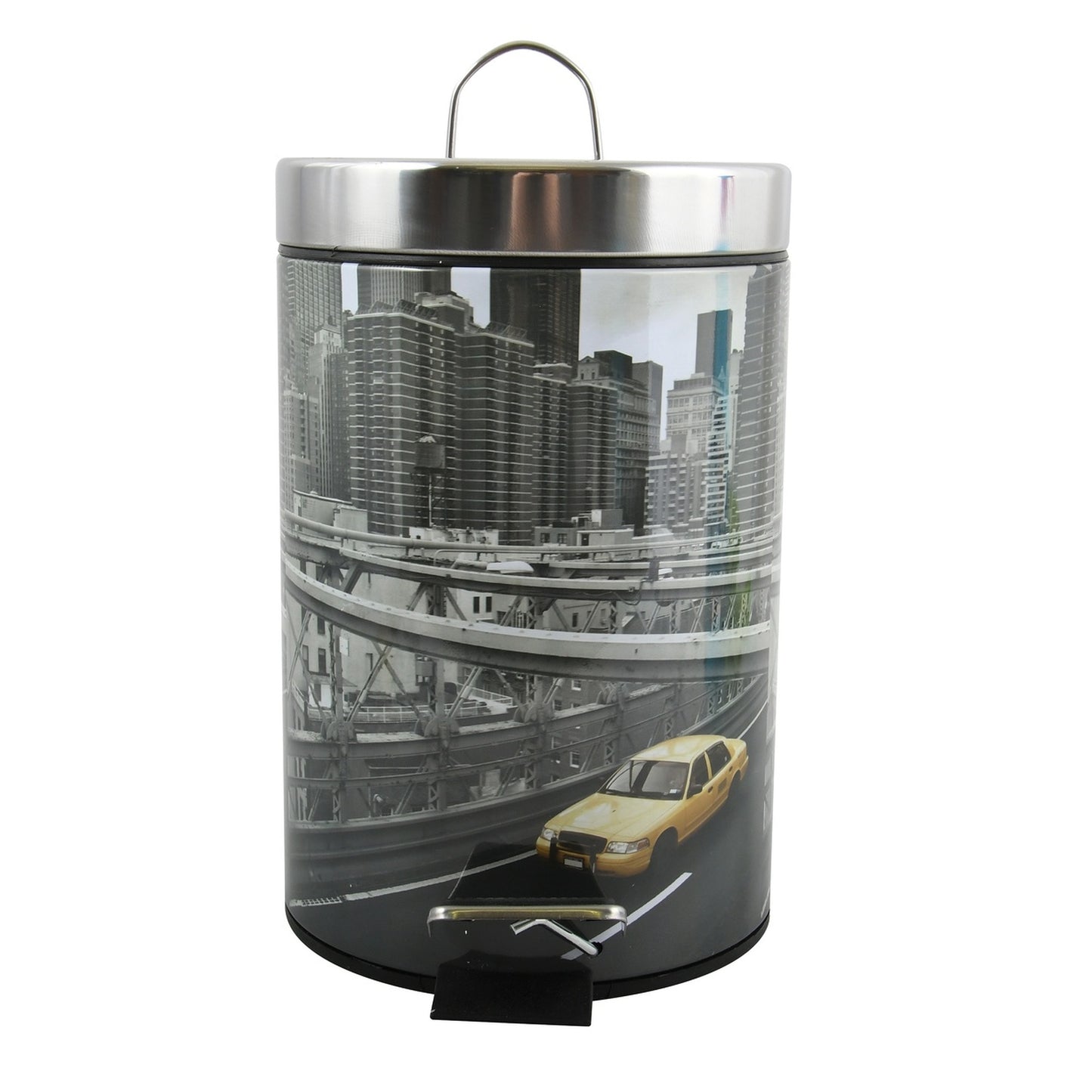 Cubo De Basura 3l Con Tapa Msv new York De Acero Inoxidable 16,5 X 25,6 Cm_4