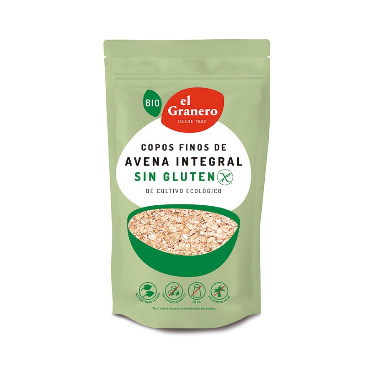 Copos Finos de Avena Integral Sin Gluten Bio, 500 g El Granero