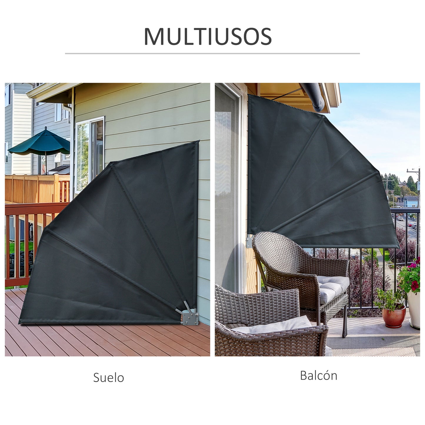 Outsunny Toldo Lateral Plegable De Balcón En Forma De Abanico Aluminio 120x120_5