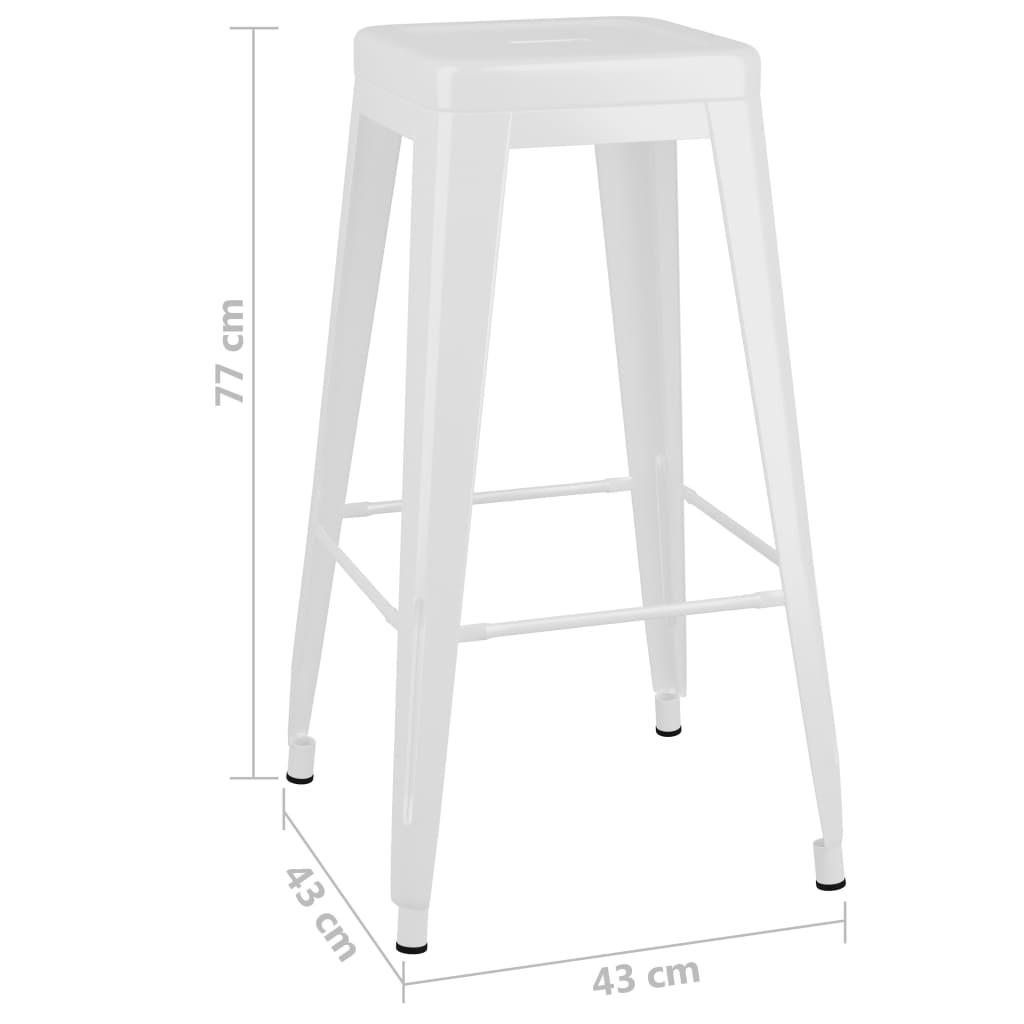 Taburetes De Bar Apilables 2 Unidades De Metal Blanco_5
