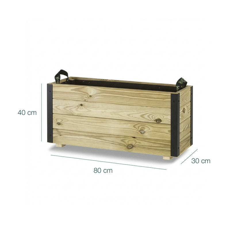 Jardinera De Madera Con Refuerzo De Aluminio 80x30x40 Cm Ghio Al Hortalia_5