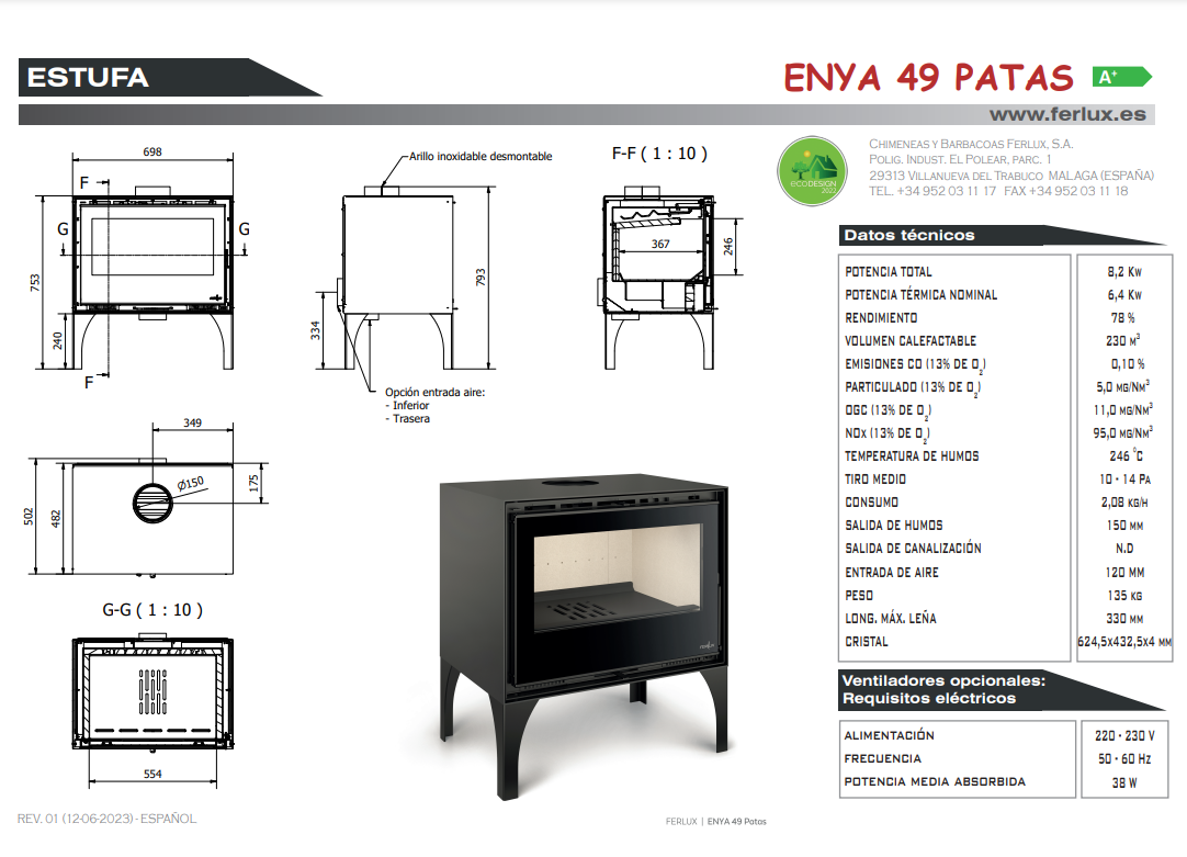 Bricosol Estufa De Leña Ferlux Modelo Enya 49 Patas_2