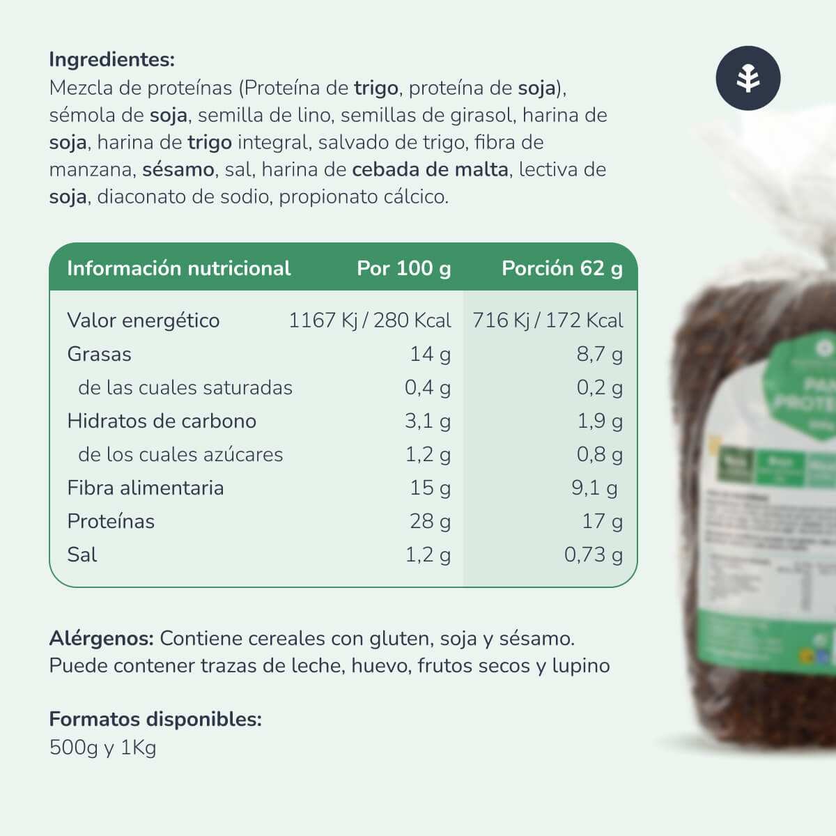 Pack 3x Pan proteico Planeta Huerto 500 g