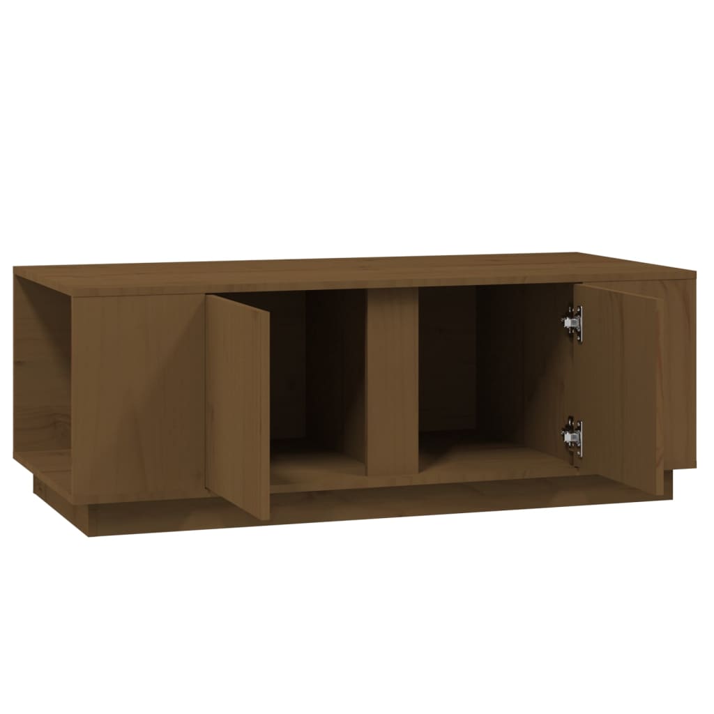 Mesa De Centro Madera Maciza De Pino Marrón Miel 110x50x40 Cm_4