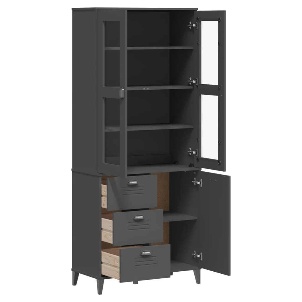 Aparador Alto Viken Madera De Pino Gris Antracita 80x40x190 Cm / Vetonek_5