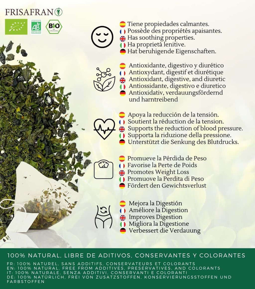 Té Verde Gunpowder Menta Ecológico Pirámides - Calidad Y Sabor | Frisafran