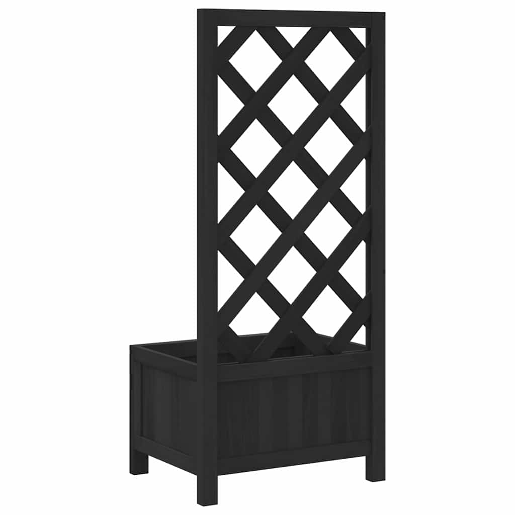 Jardinera Con Enrejado Negro 40x30x90 Cm Madera Maciza De Abeto_5