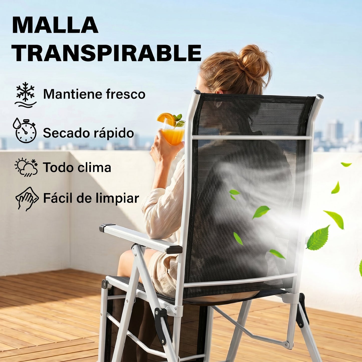 Outsunny Tumbona Plegable De Jardín Sillón Ajustable En 10 Posiciones_5
