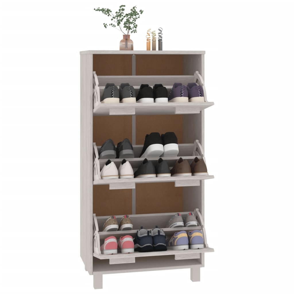 Zapatero Hamar Madera Maciza De Pino Blanca 59,5x35x117 Cm / Vetonek_5