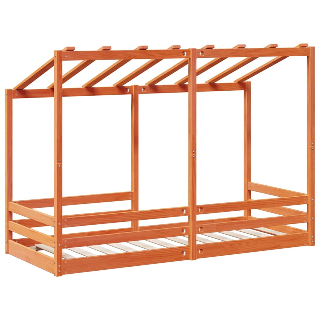 Techo De Cama Infantil Madera Maciza Marrón 75x190 Cm_5