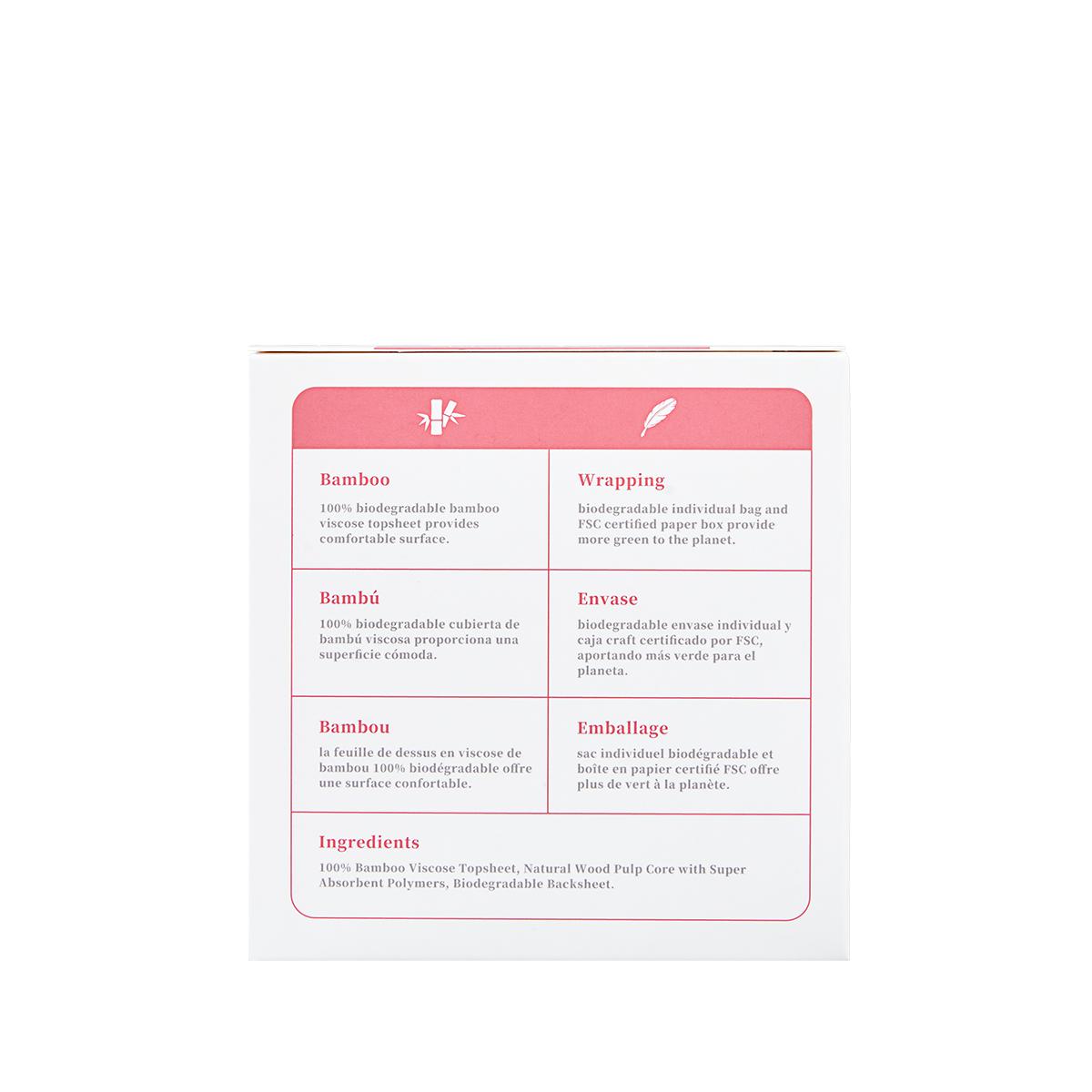 Compresa fibra de bambú biodegradable Regular Ecoboom 8 uds