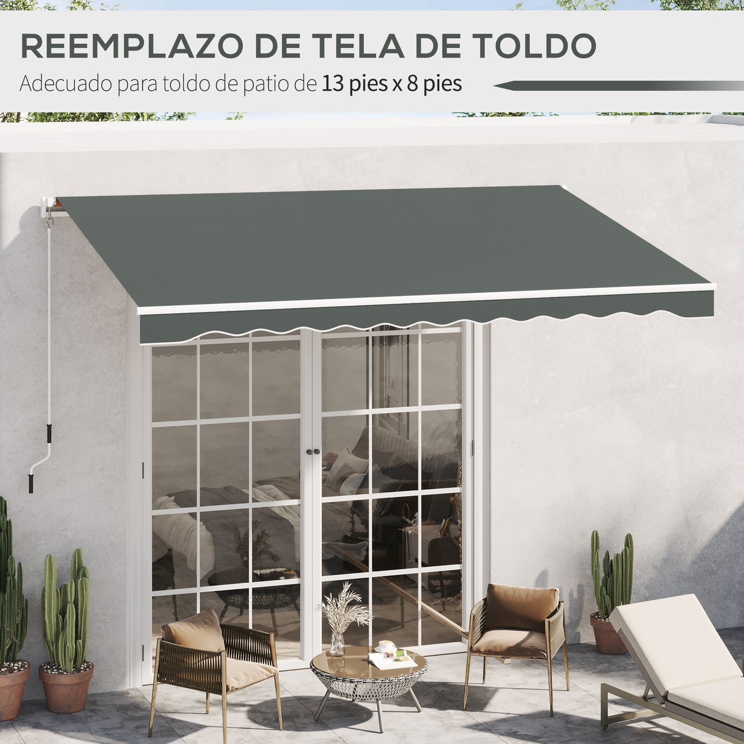 Outsunny Techo De Repuesto Para Toldo 382x240 Cm Protección Uv Gris_5