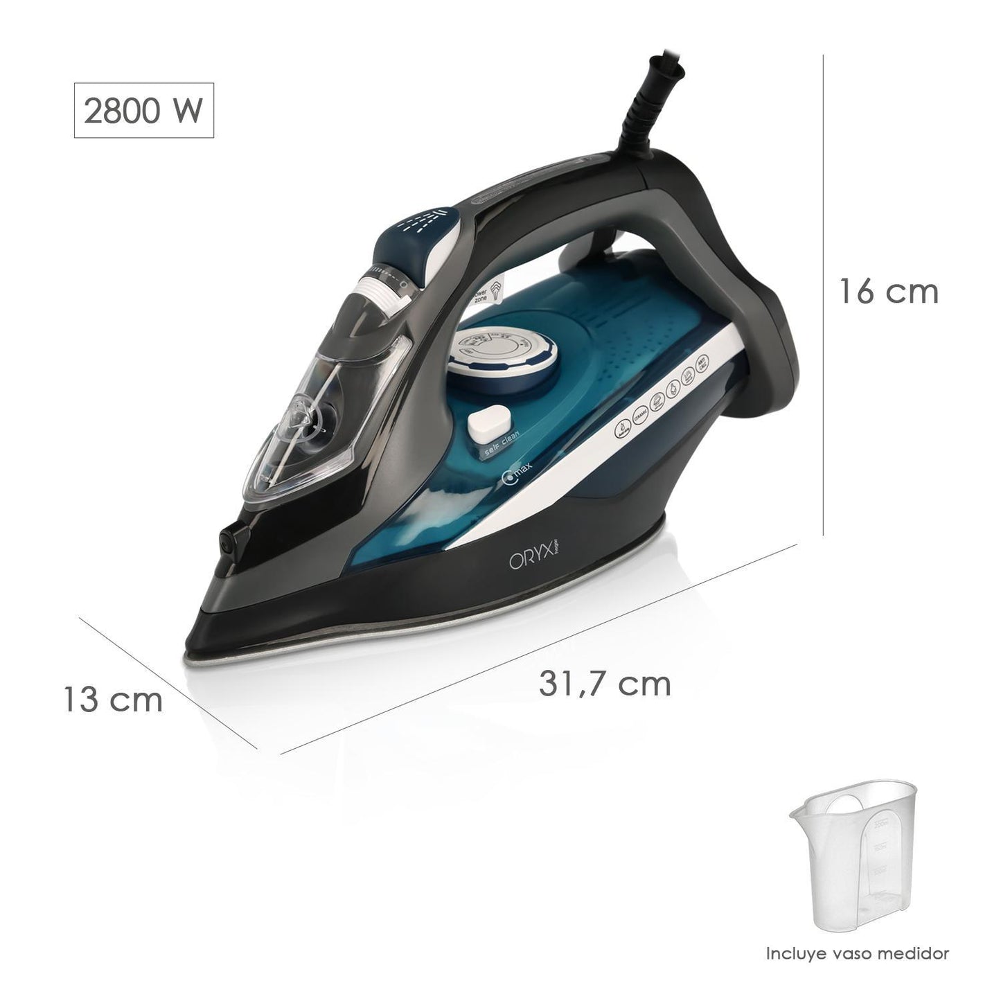 Plancha De Vapor Profesional 2.800 Watt. Vapor Constante Y Golpe De Vapor, Suela Ceramica, Vapor Vertical, Sistema Antical,