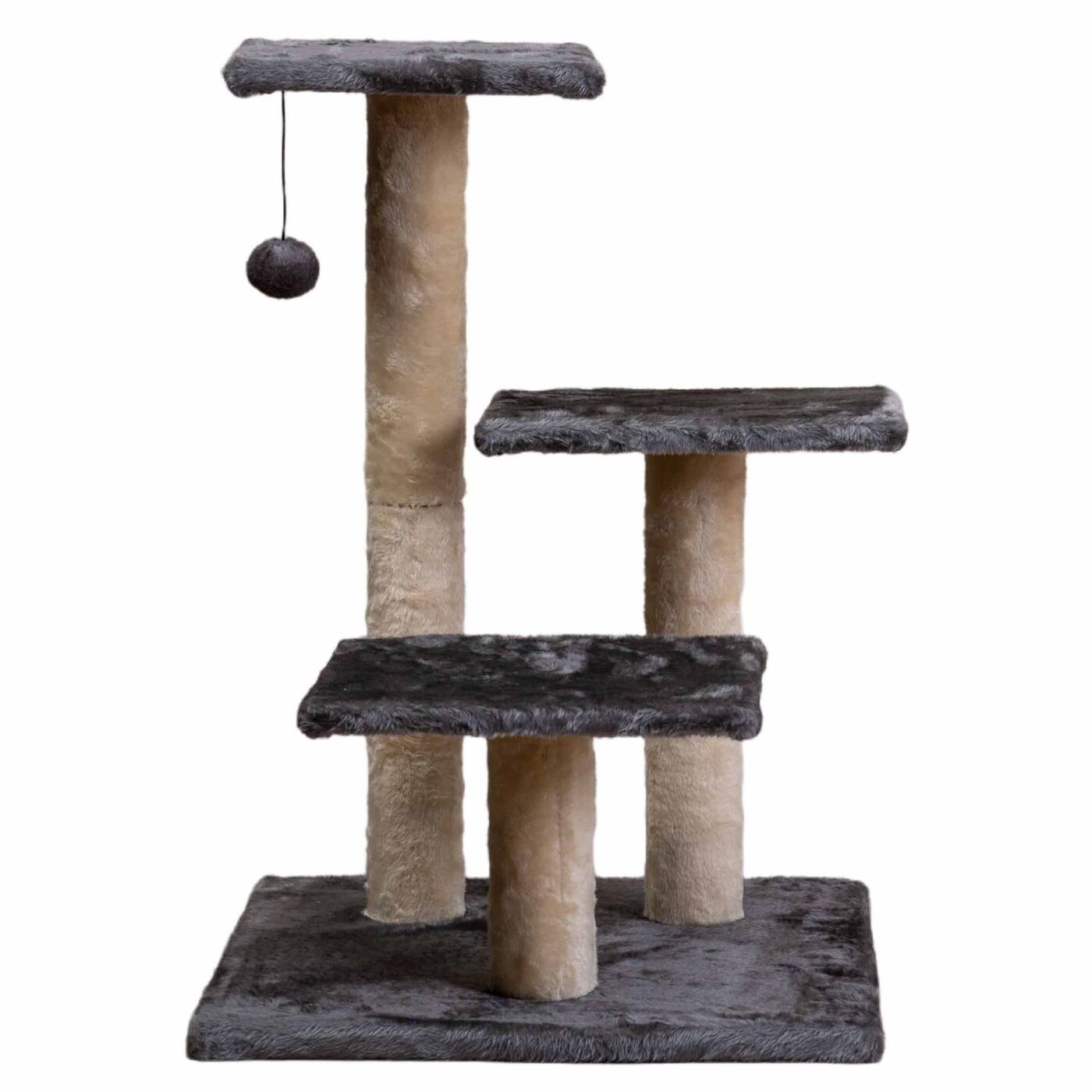 Rascador Para Gato Wuapu Modelo Four Con 3 Alturas. Altura 64cm, Base 45x45cm. Color Gris Oscuro_image_1