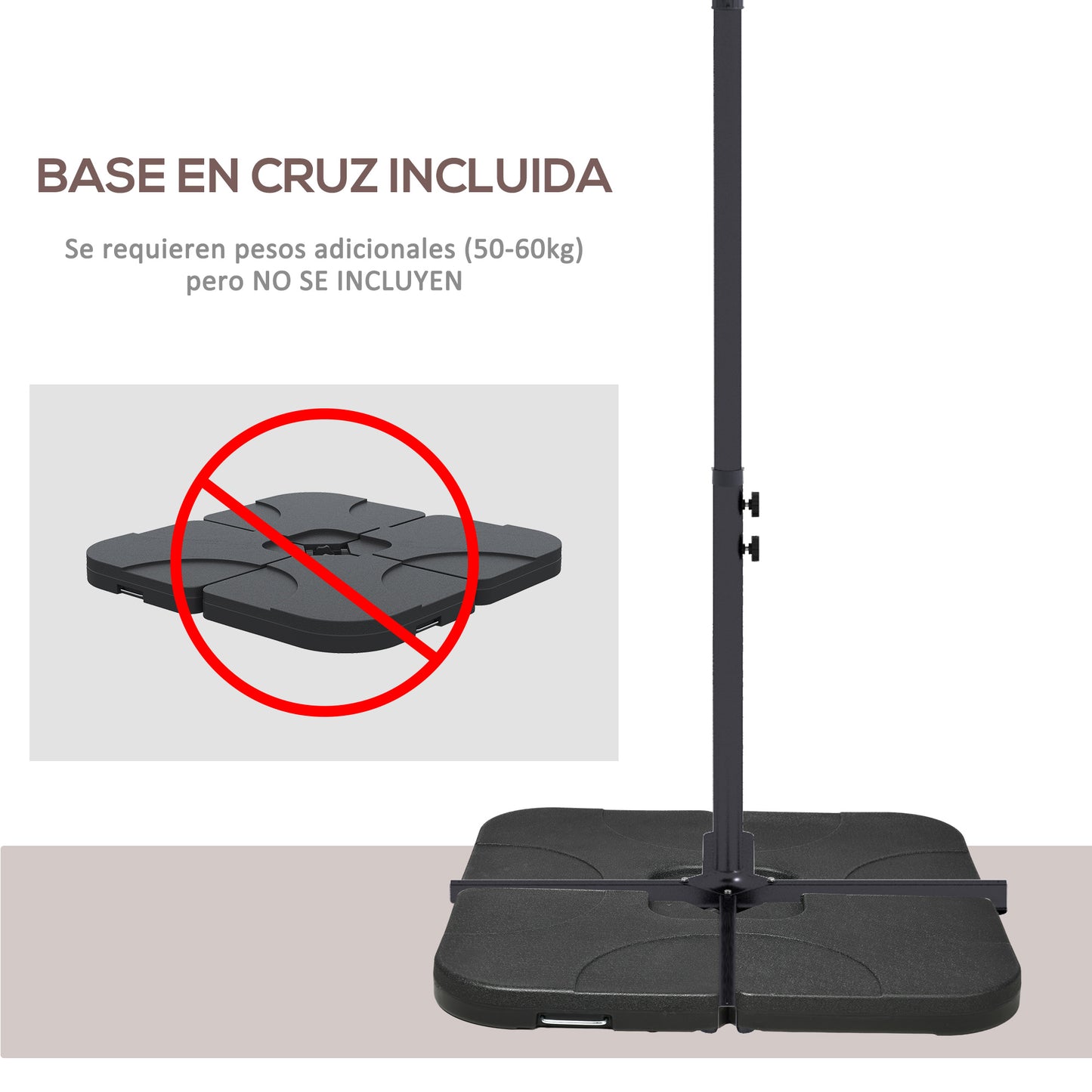 Outsunny Parasol Excéntrico 294x193 Cm Con Base Cruzada Impermeable Marrón_5