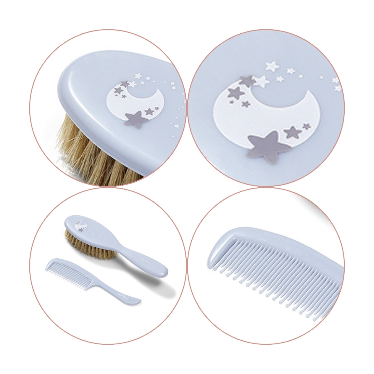 Set Cepillo Y Peine Con Cerdas Naturales Extra Suaves Pink