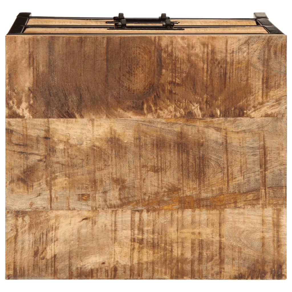 Mesita De Noche 2 Cajones Madera Maciza Mango Rugosa 40x35x53cm_4