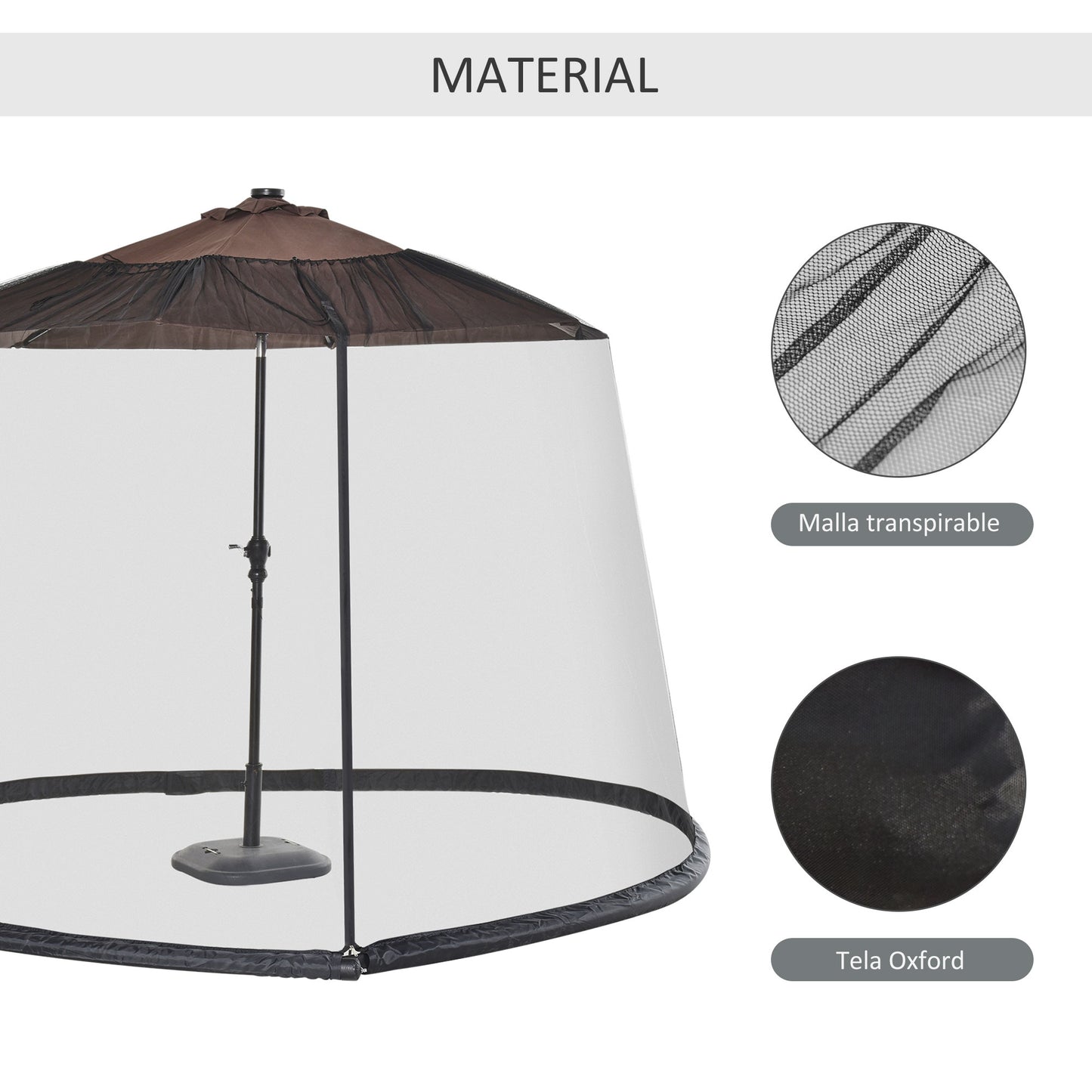 Outsunny Mosquitera Para Sombrillas Ø3 M Con Cremallera Tubo Rellenable De Agua_5