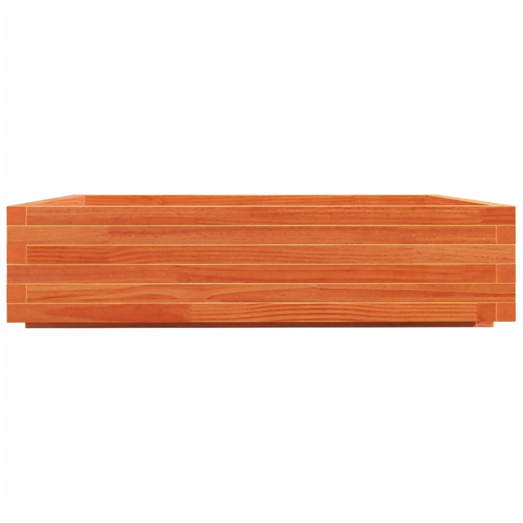 Jardinera De Madera Maciza De Pino Marrón Cera 100x100x26,5 Cm_5
