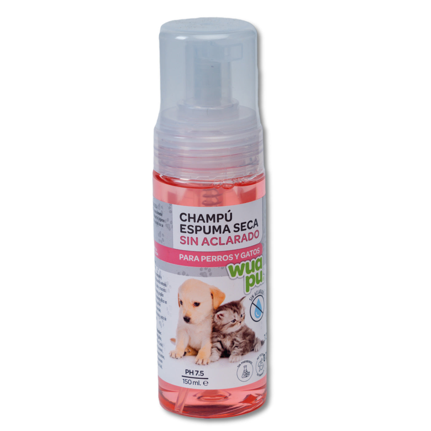 Champú Wuapu Espuma Seca Perros Y Gatos, No Necesita Aclarado. Sin Parabenos Ph 7,5. Envase 150ml_0