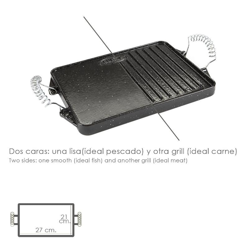 Plancha Hierro Fundido Esmaltada Rectangular 21 X 27 Cm._2