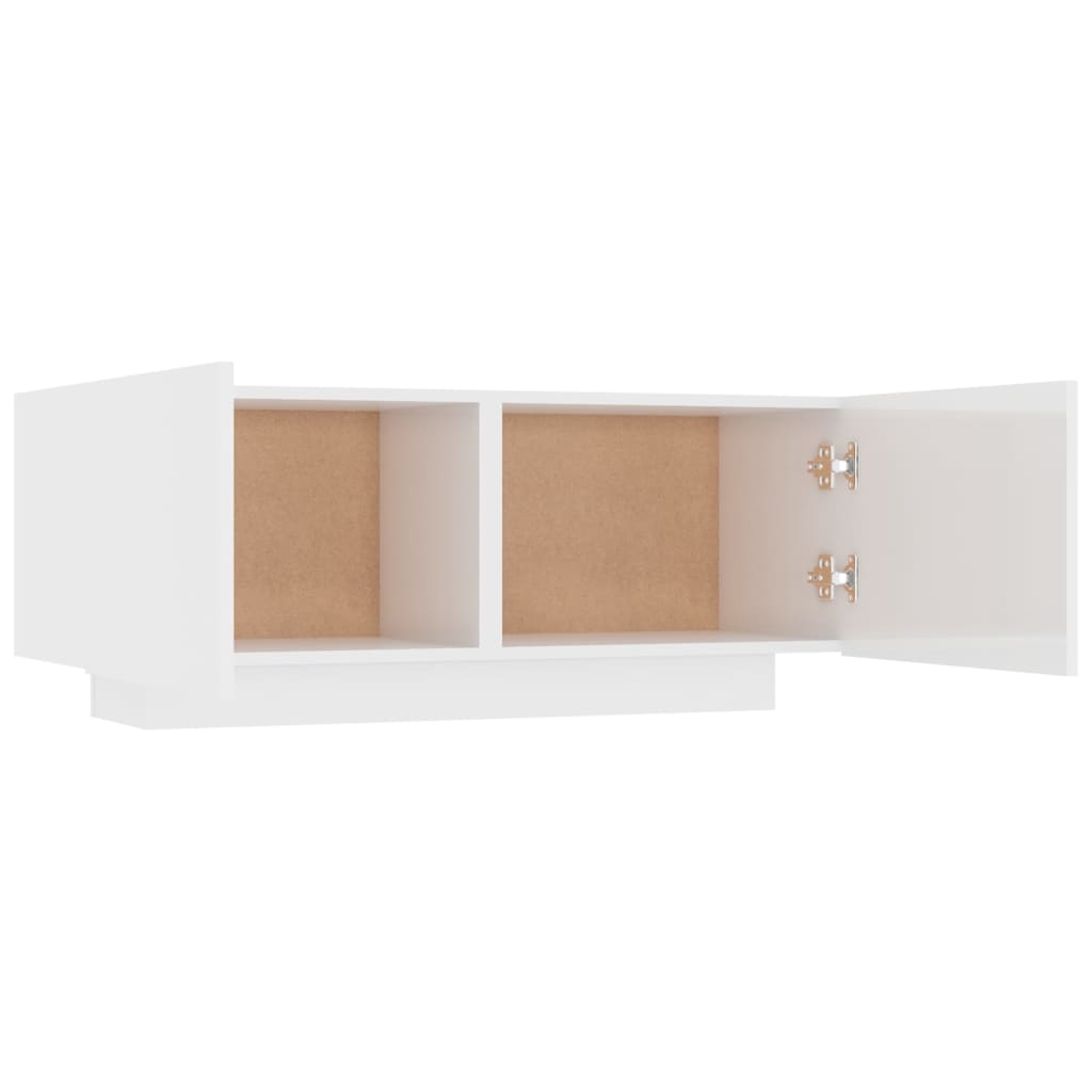 Mesita De Noche Madera De Ingeniería Blanco Brillo 100x35x40 Cm_4