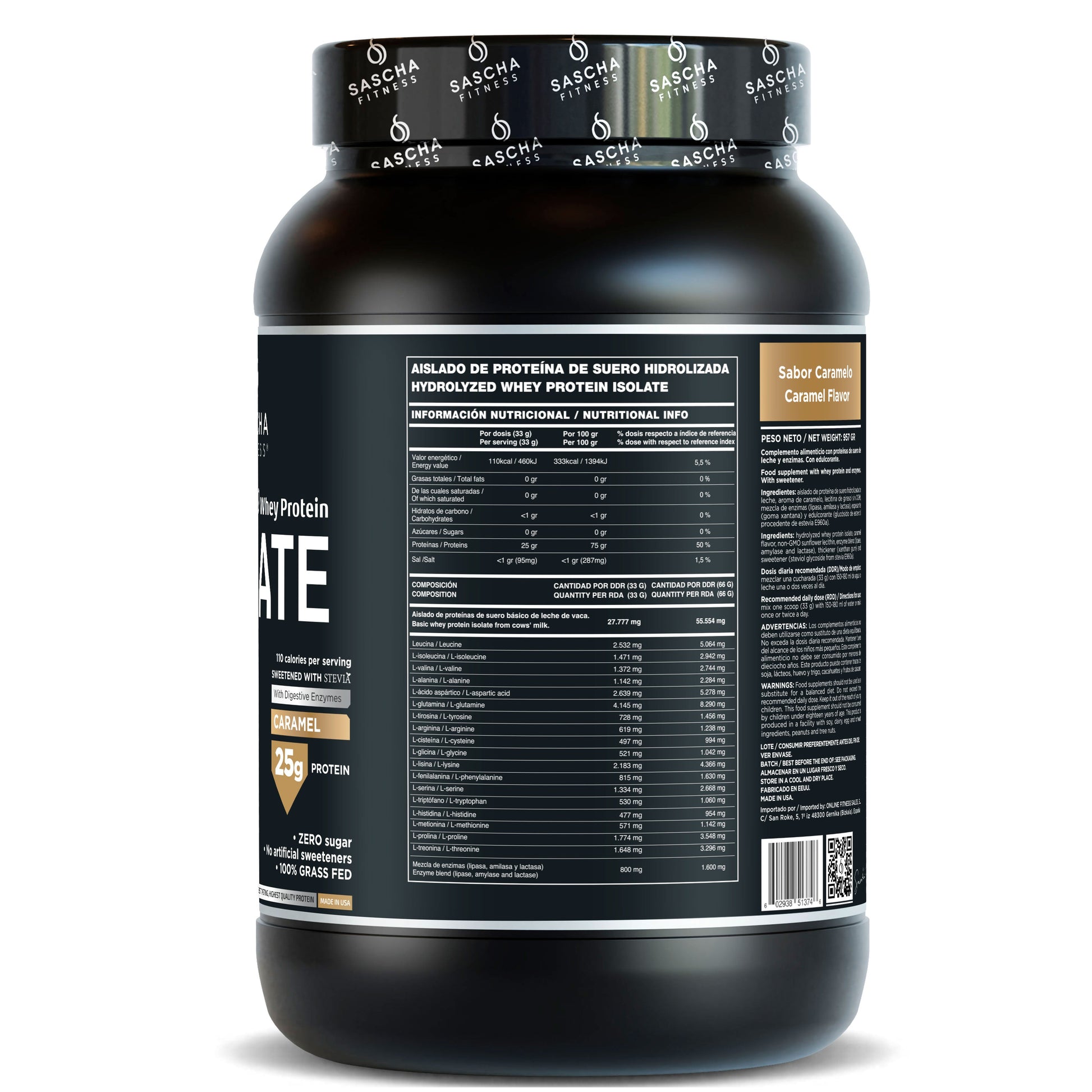 Proteína Whey Sabor Caramelo - Sascha Fitness España