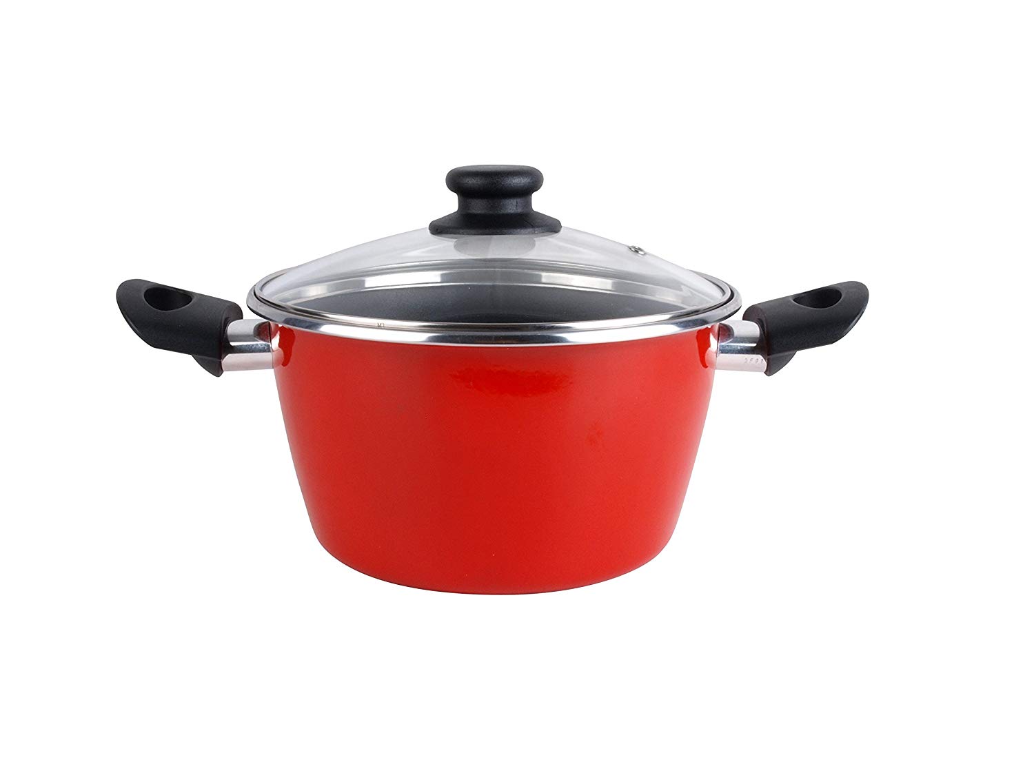 Bateria De Cocina 5 Piezas + Set Juego 3 Sartenes 18-20-24cm, Acero Vitrificado 820ºc, Libre Pfoa Magefesa Grana, Rojo