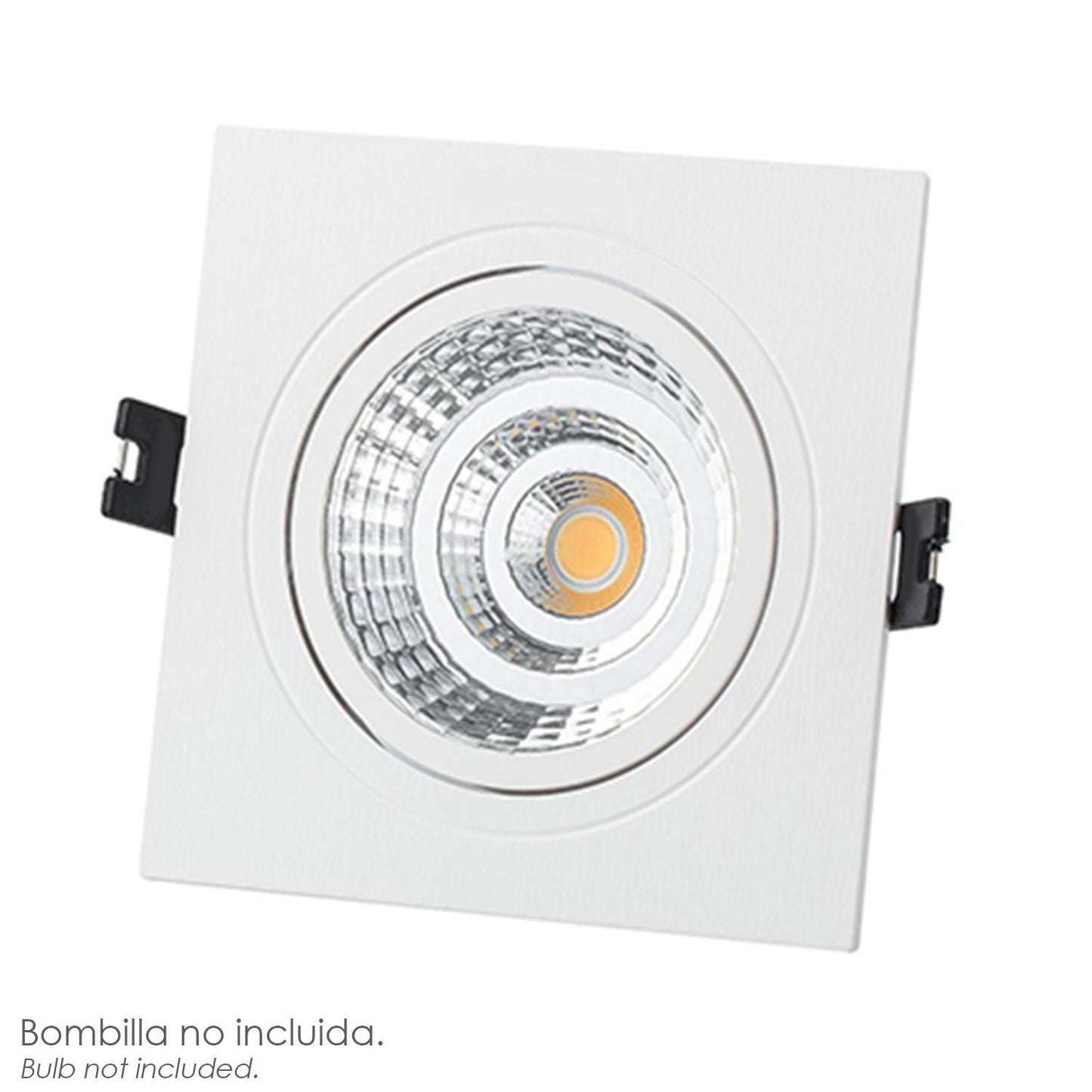 Aro Foco Empotrable Regulable Con Portalamparas Para Bombillas Gu10. 93 X 93 X 25 Mm. Bombilla Vista. Pack De 3 Unidades