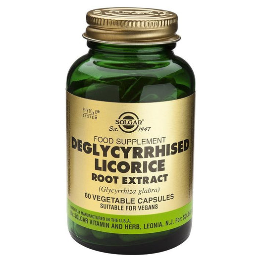 Regaliz desglicirrizado Extracto de raíz Solgar, 60 cápsulas vegetales