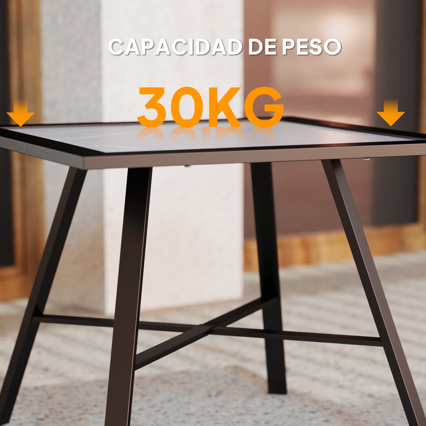Outsunny Mesa Auxiliar Cuadrada Con Encimera De Spc 55x55x46 Cm Negro Y Gris_5