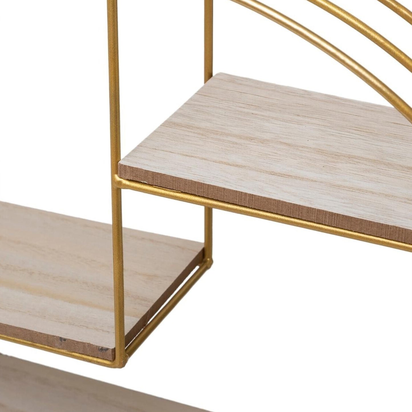 Wellhome Estantería Pared Madera Metal Redonda Oro